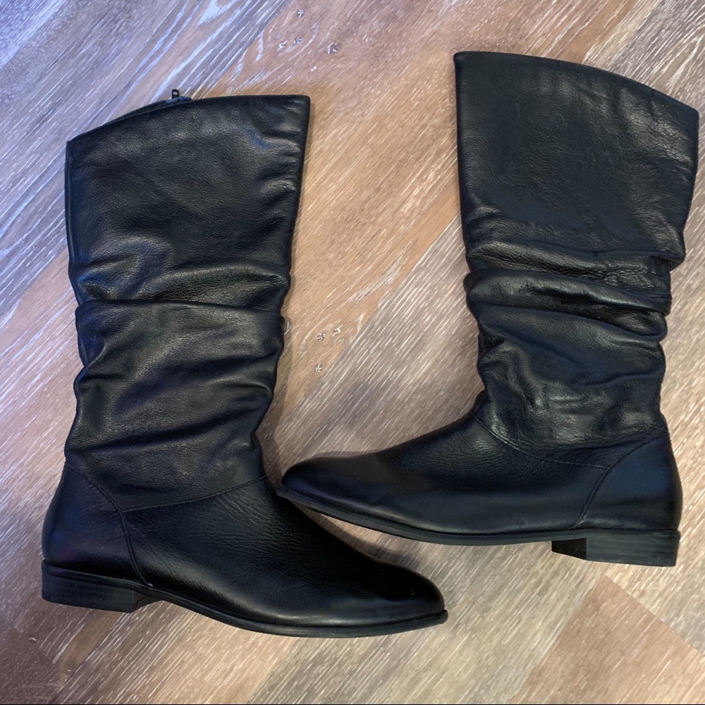 Aldo black leather boots With 1 inch heel